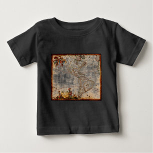 T-shirt Antigo mapa antigo da América do Norte e do Sul