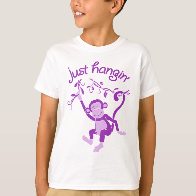 T-shirt Apenas T funky do macaco do hangin (Frente)