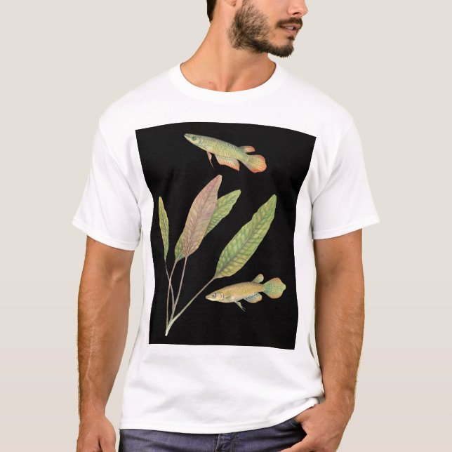 T-shirt Aplocheilus lineatus e Cryptocoryne blassi Black (Frente)
