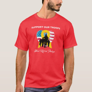 T-shirt Apoie nosso vermelho do desgaste das tropas em