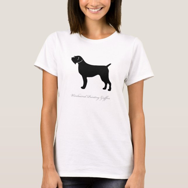 T-shirt apontar Griffon Wirehaired (preto) (Frente)