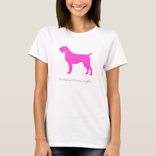 T-shirt apontar Griffon Wirehaired (rosa) (Frente)