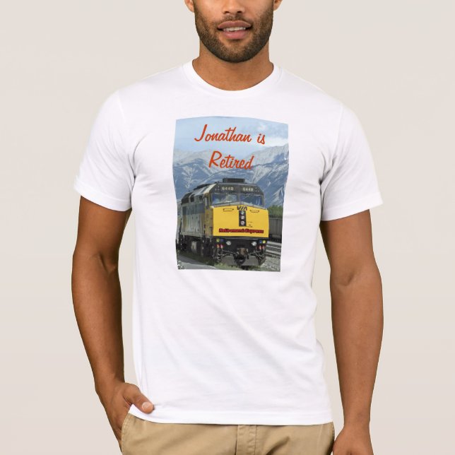 T-shirt aposentado, trem amarelo (Frente)