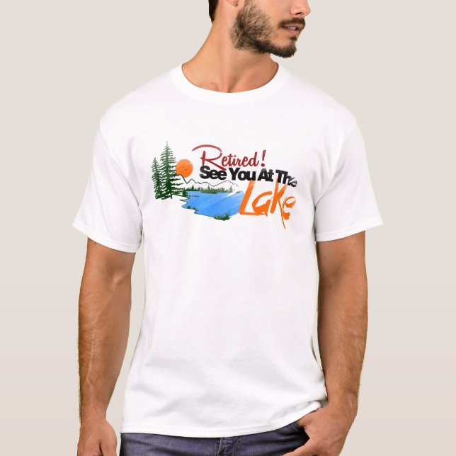 T-shirt Aposentado veja-o no lago (Frente)