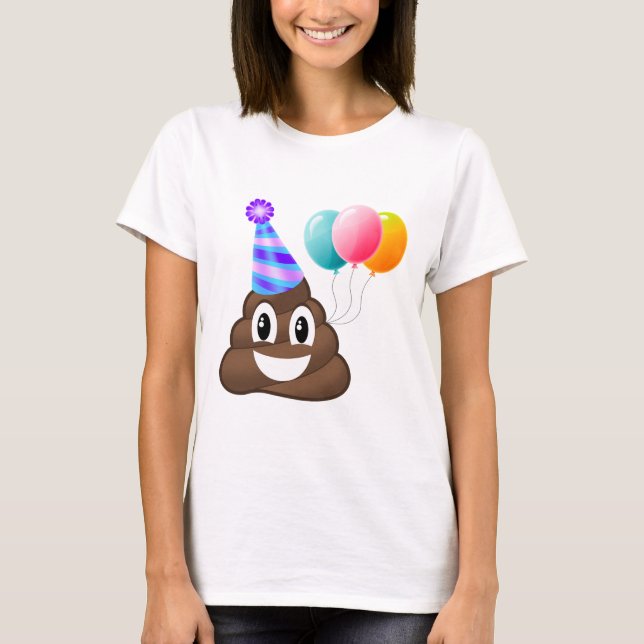 T-shirt apto relaxado tombadilho de Emoji da festa (Frente)