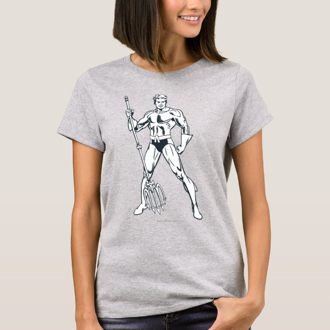 T-shirt Aquaman com Pitchfork BW (Frente)