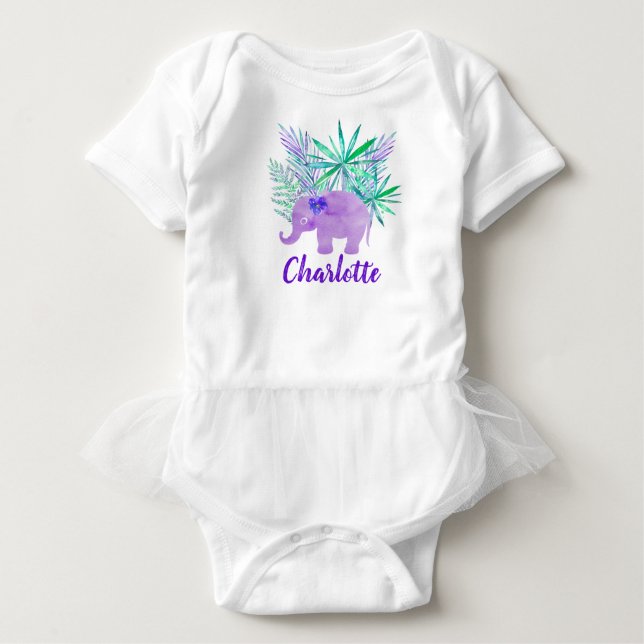 T-shirt Aquarela Elefante Selva Tropical Personalizável (Frente)