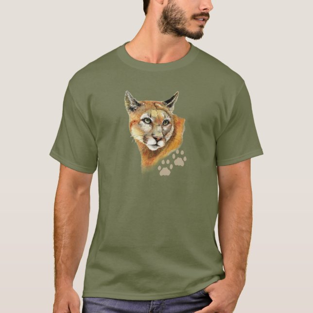 T-shirt Aquarela Puma, Leão De Montanha, Animal (Frente)