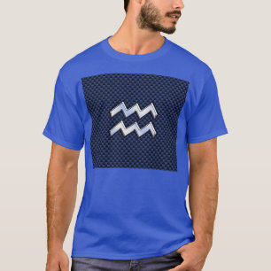 T-shirt Aquarius Zodiac - Sinal de Fibra Azul Real de Carb