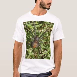 T-shirt Aranha Redback Sobre Grama Verde,