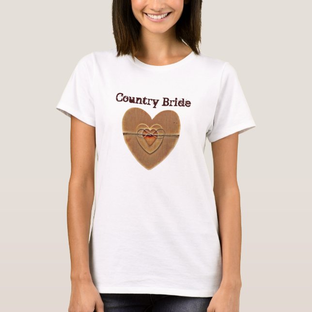 T-shirt Arco de vinho Rustic Wooden Heart Twine (Frente)
