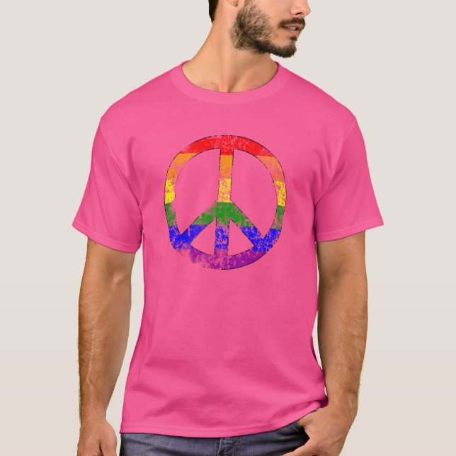 T-shirt Arco-íris da Paz Angustiado (Frente)