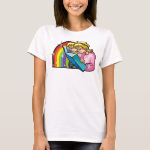 T-shirt Arco-Íris dos anos 80 com o Livro de Leitura dos G