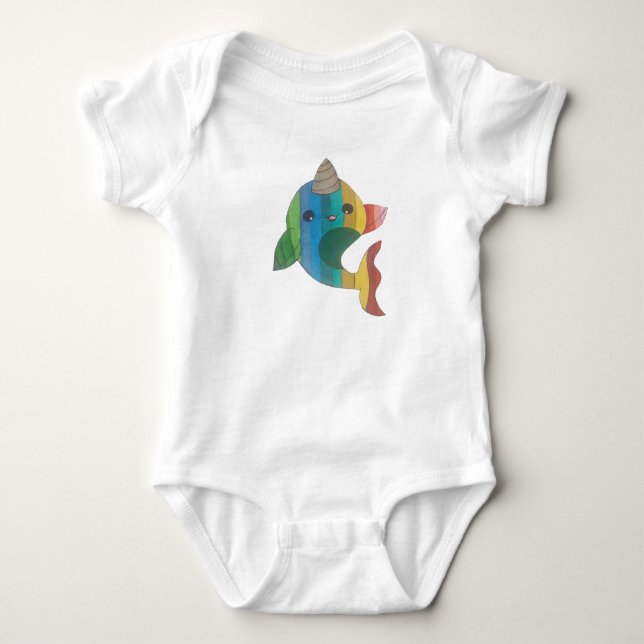 T-shirt Arco-íris Narwhal (Frente)