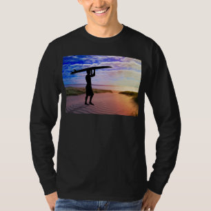 T-shirt Areia & nuvens do surfista do por do sol