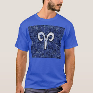 T-shirt Aries Zodiac - Sinal no Marinho Blue Digital Camo 