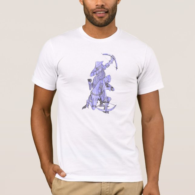 T-shirt Arqueiro medieval e Crossbowman - azul (Frente)