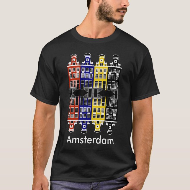 T-shirt Arquitetura de Amsterdã - Casas de Merchants (Frente)