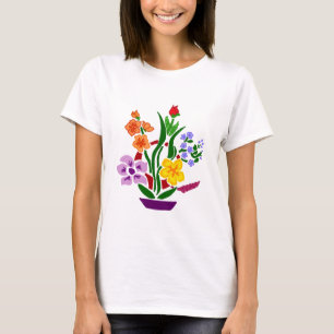 T-shirt Arranjo floral colorido da arte abstracta