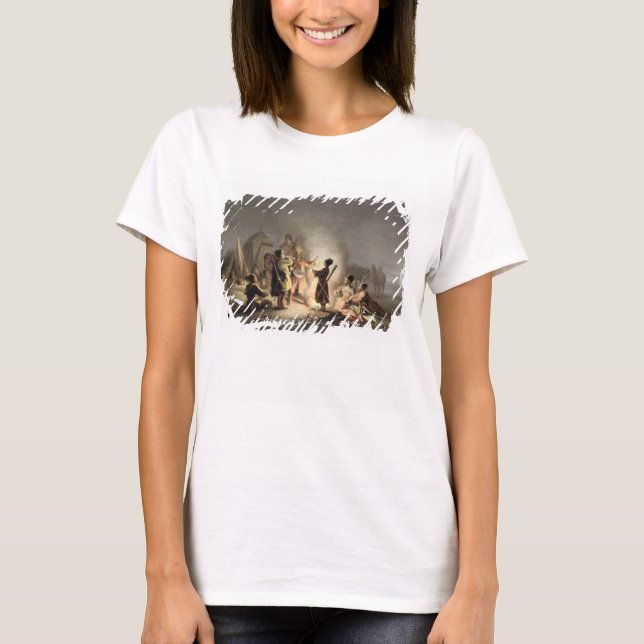 T-shirt Arredondar o fogo do acampamento (litoral colorido (Frente)