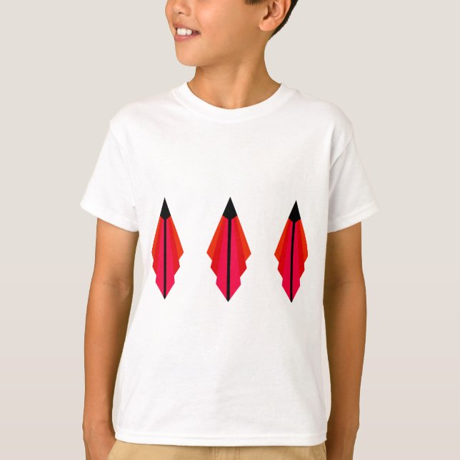 T-shirt Art Deco Padrão 3 em Vermelho (Frente)