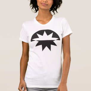 T-shirt Art Deco Star Sunburst Preto e Branco