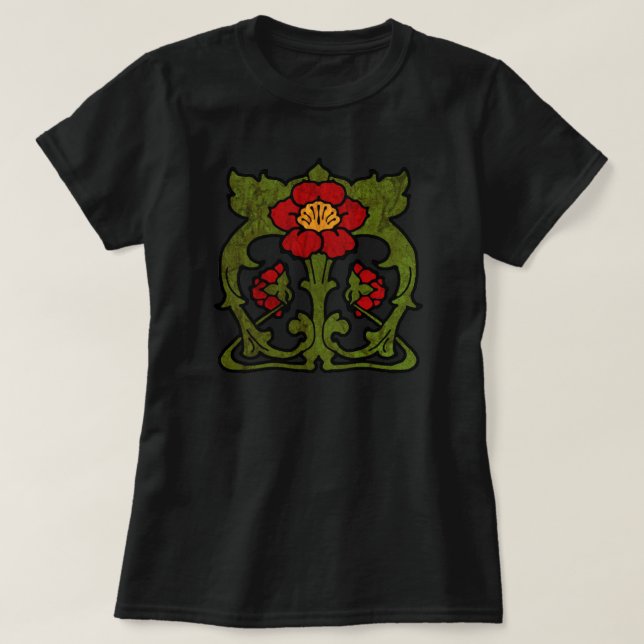 T-shirt Art Nouveau Flower Motif (Frente do Design)