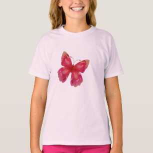 T-shirt Arte bonito da borboleta do vintage cor-de-rosa