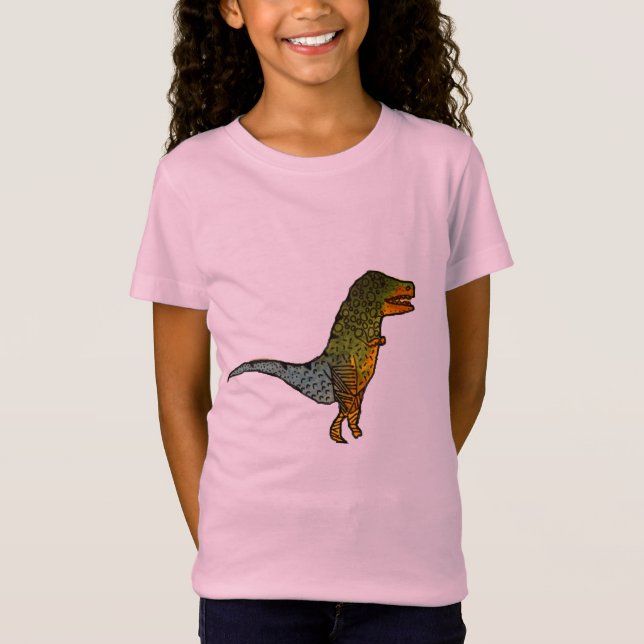 T-shirt Arte bonito do dinossauro de T-Rex das meninas (Frente)