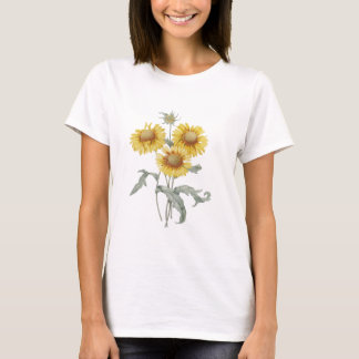 T-shirt Arte botânica vintage de girassóis. P.J. Redoute.