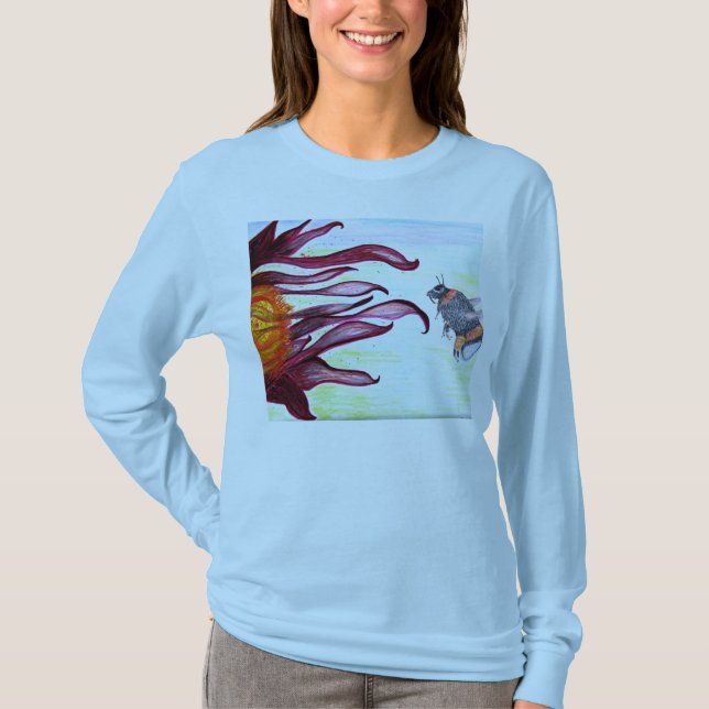 T-shirt - arte da abelha e da flor (Frente)