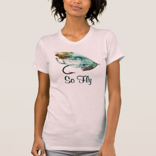 T-shirt Arte da atração da pesca com mosca da aguarela