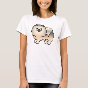 T-shirt Arte De Cão Pomeraniana De Cartoon Gelado