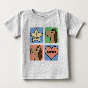 T-shirt Arte de Clip de Desenho Animado Fofo Eu Amo Cavalo