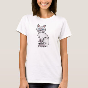 T-shirt Arte de desenho animado de gato lilás tabby Birman