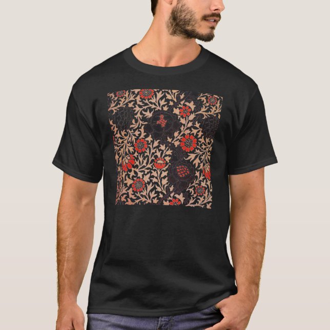 T-shirt Arte de Design Botânico Grafton de William Morris (Frente)