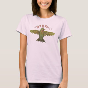 T-shirt Arte de Lotus da lua do colibri
