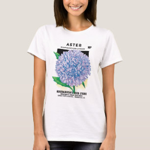 T-shirt Arte de Pacote de Sementes Antigas, Flores de Áste