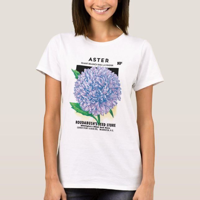 T-shirt Arte de Pacote de Sementes Antigas, Flores de Áste (Frente)