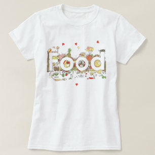 T-shirt Arte de Palavra de Comida Colorida Divertida Tipog