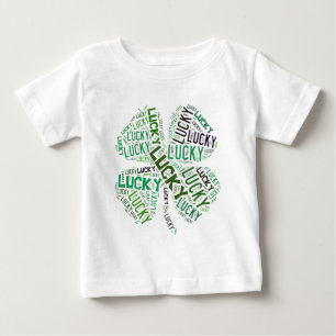T-shirt Arte de Palavra de Entalhe Sortudo