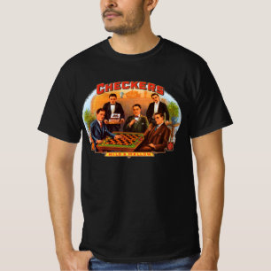 T-shirt Arte de rótulo de charuto vintage, Checkers suave 