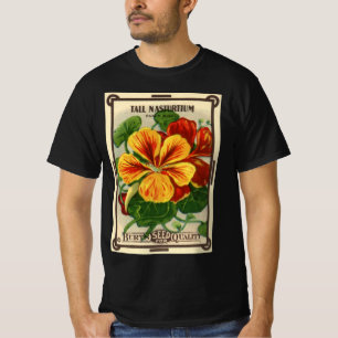 T-shirt Arte de rótulo de pacote de sementes vintage, flor