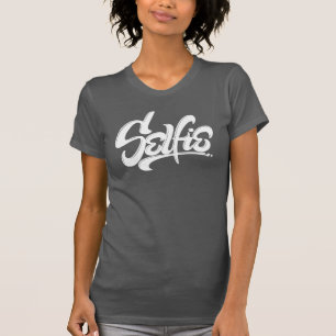 T-shirt Arte De Selfie, Grafite Branco Molhado,
