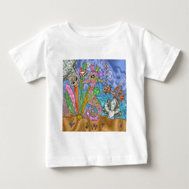 T-shirt Arte de Tartaruga Marinha Psicodélica (Frente)