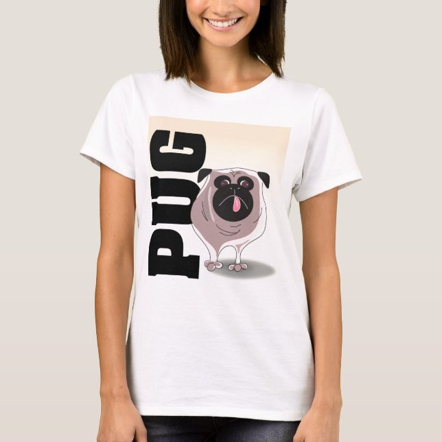 T-shirt Arte do cão do Pug (Frente)