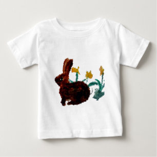 T-shirt Arte do Daffodil do coelho do primavera