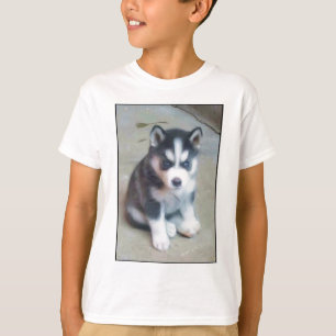 T-shirt Arte do filhote de cachorro do rouco Siberian