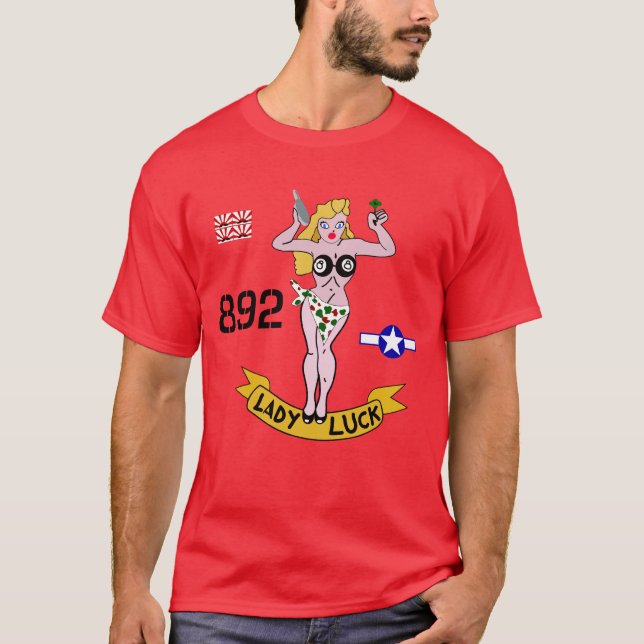 T-shirt Arte do nariz da senhora Sorte WWII (Frente)
