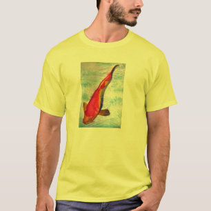 T-shirt Arte em aquarela de peixe japonês Kohaku Koi